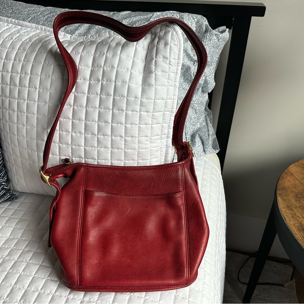 Red Leather Coach Shoulder Bag
